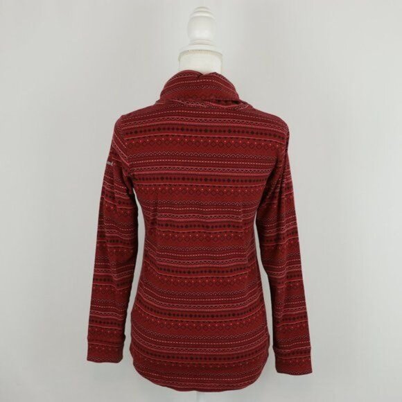 Columbia Drifting Snow Women's Medium Red Black Long Sleeve Knit Turtleneck Top - Picture 3 of 8